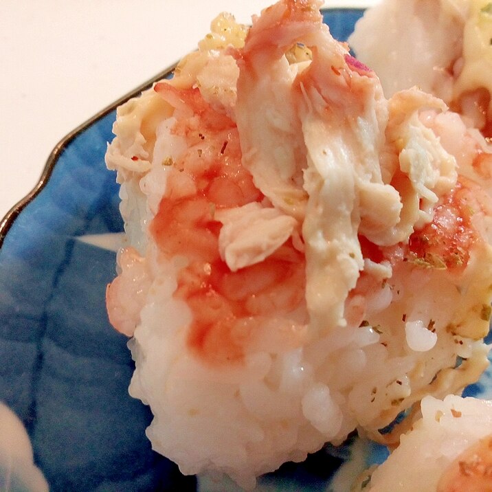 ケチャ/タルで　サラダチキンの焼おにぎり